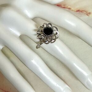 Sarah Coventry silver  tone and black ring